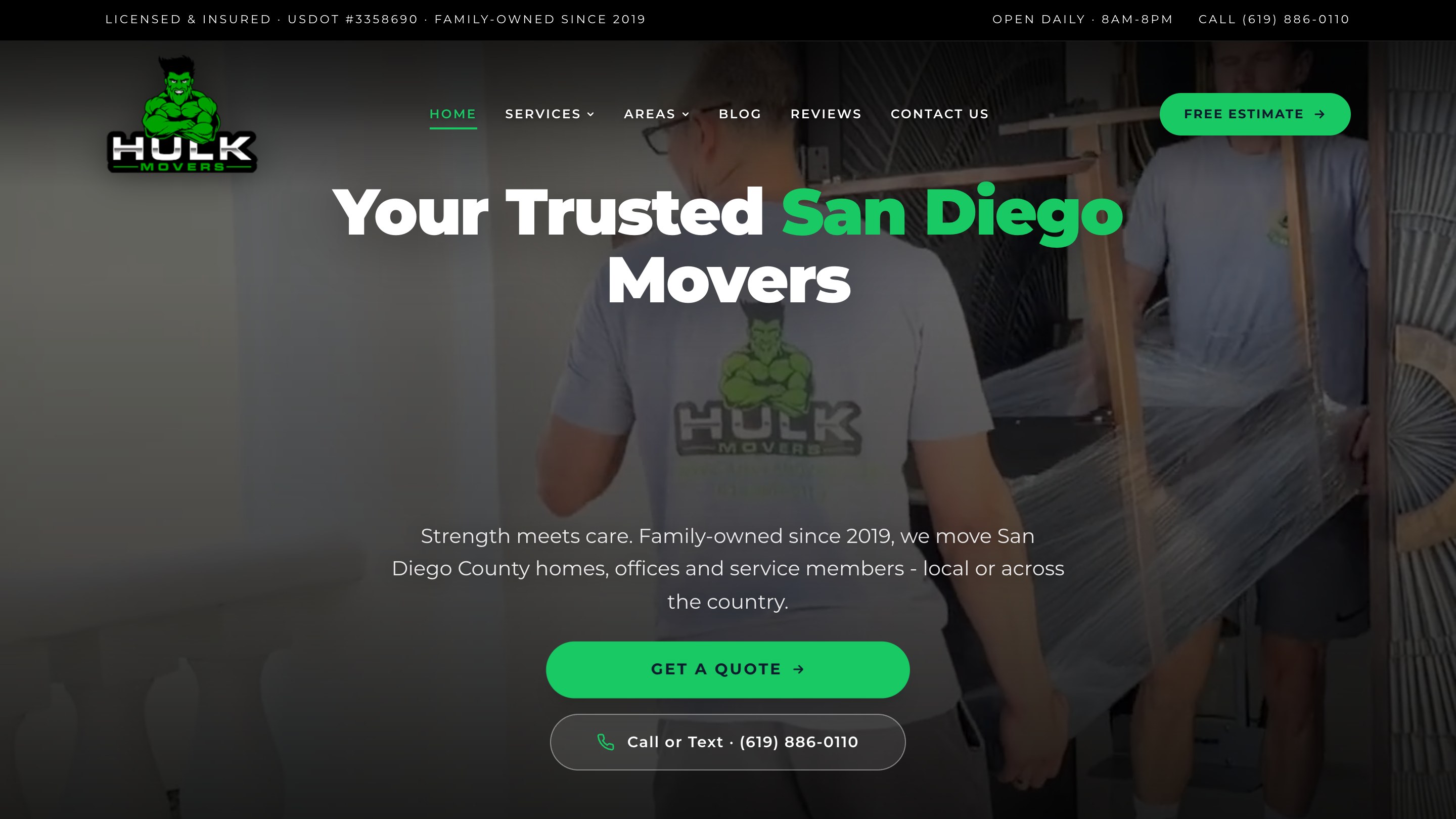 Hulk Movers website built by StrivStudio