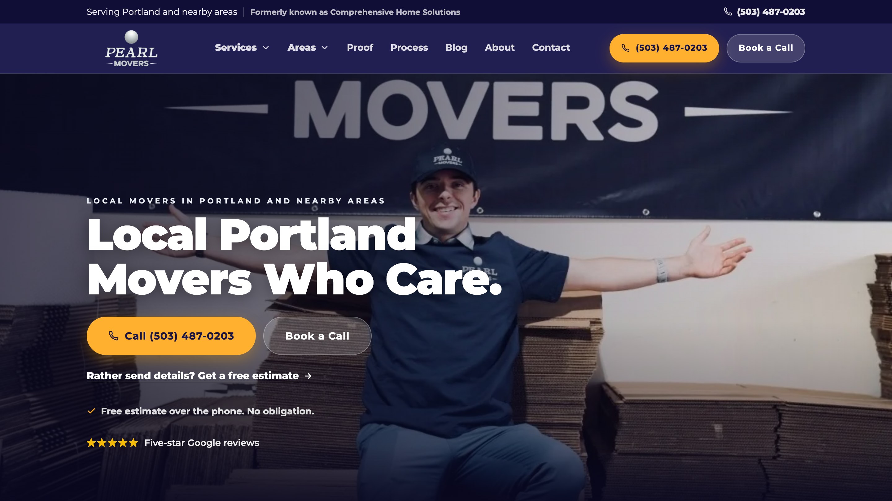 Pearl Movers website built by StrivStudio