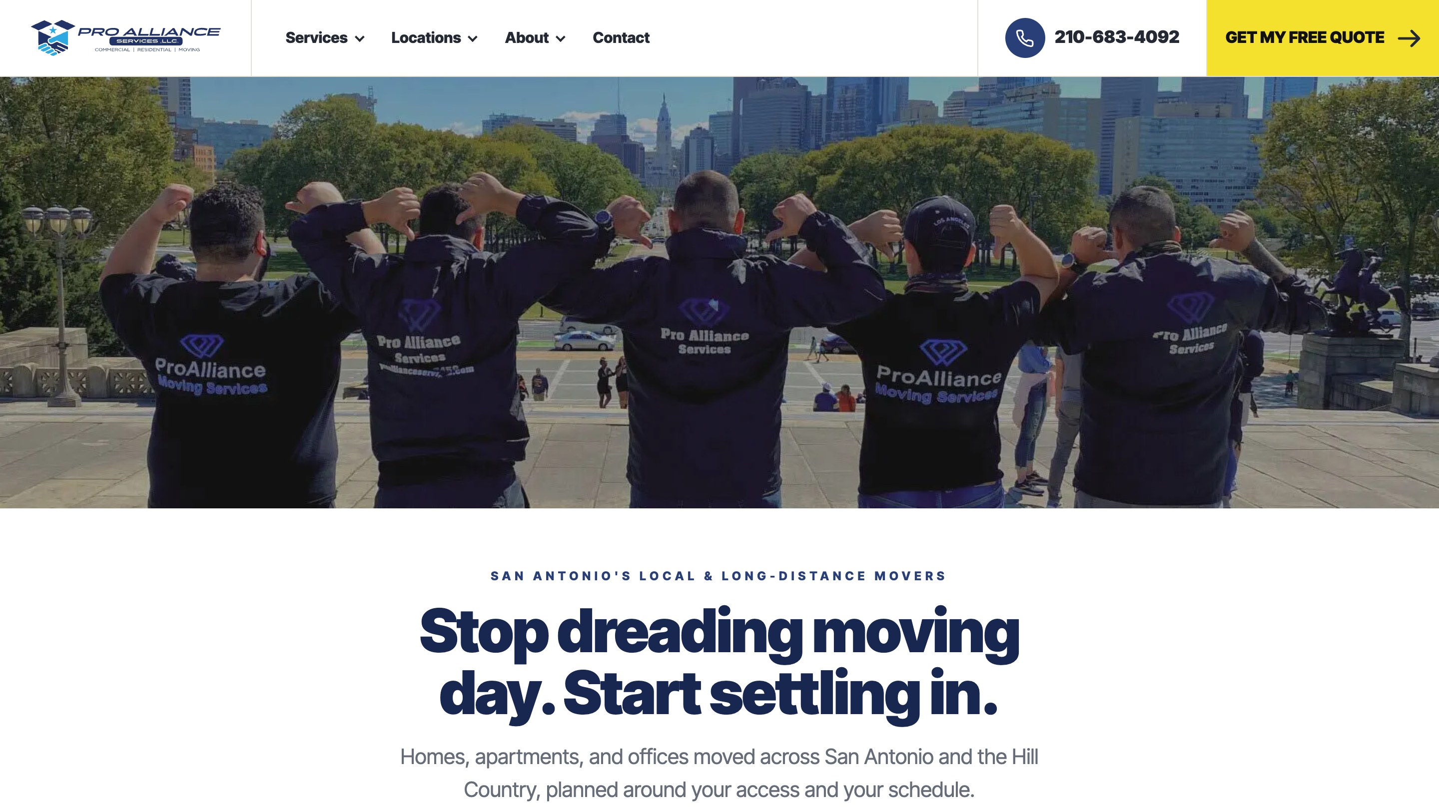 Homepage of Pro Alliance Services, built by StrivStudio